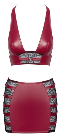 Cottelli Party 2pc Crop Top And Mini Skirt Set Size Medium - Loveangels