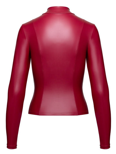 Cottelli Party Fitted Zip-Front Top – Red Matt Look - Loveangels