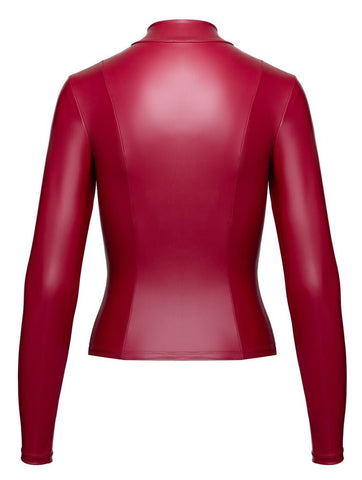 Cottelli Party Fitted Zip-Front Top – Red Matt Look - Loveangels
