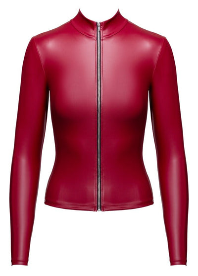 Cottelli Party Fitted Zip-Front Top – Red Matt Look - Loveangels