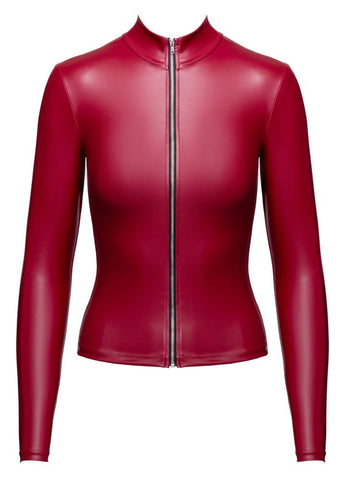 Cottelli Party Fitted Zip-Front Top – Red Matt Look - Loveangels