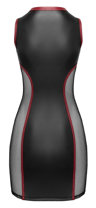 Cottelli Party Matt Look Mesh Mini Dress – Black & Dark Red - Loveangels