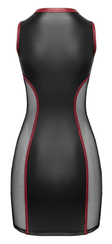 Cottelli Party Matt Look Mesh Mini Dress – Black & Dark Red - Loveangels