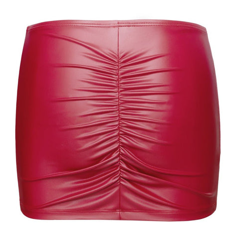 Cottelli Party Ruched Mini Skirt – Red Matt Look - Loveangels