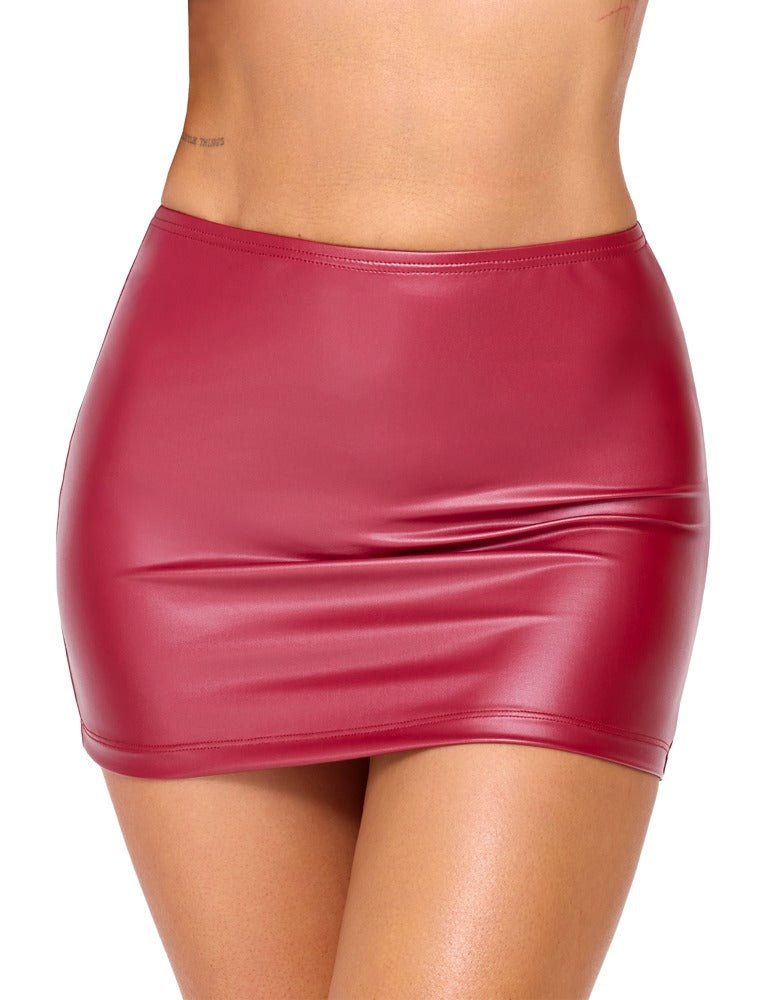 Cottelli Party Ruched Mini Skirt – Red Matt Look - Loveangels