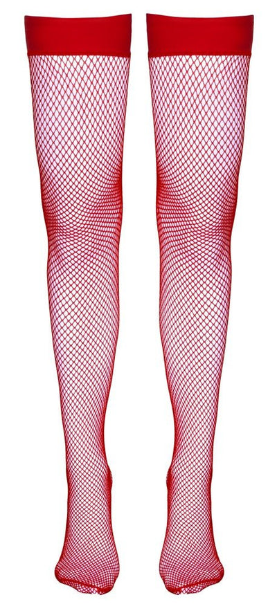 Cottelli Red Fishnet Hold Up Stockings - Loveangels