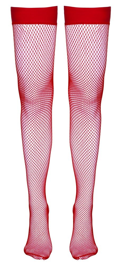 Cottelli Red Fishnet Hold Up Stockings - Loveangels