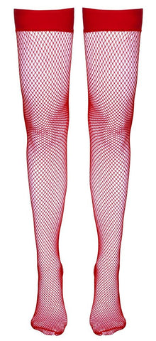 Cottelli Red Fishnet Hold Up Stockings - Loveangels