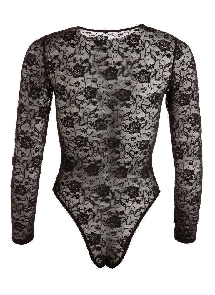 Cottelli Wet Look And Lace Teddy - Loveangels