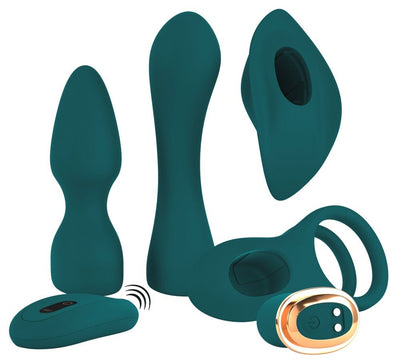 Couples Choice Remote Control Mini Vibrator with 4 Attachments - Loveangels