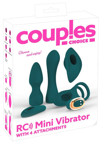 Couples Choice Remote Control Mini Vibrator with 4 Attachments - Loveangels