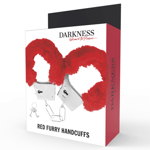 Darkness Red Furry Handcuffs - Loveangels
