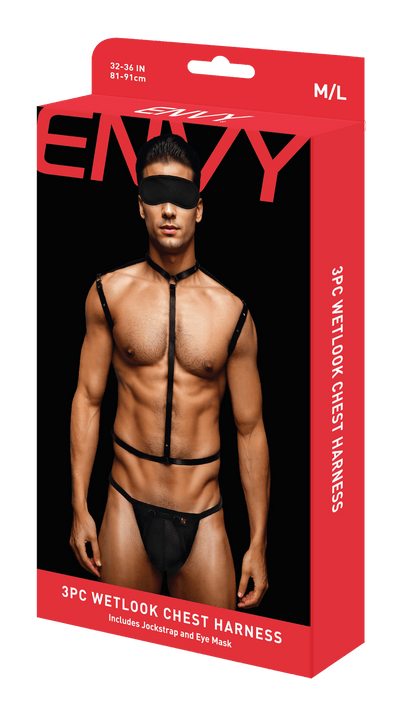 Envy 3pc Wetlook Harness Set M/L - Loveangels