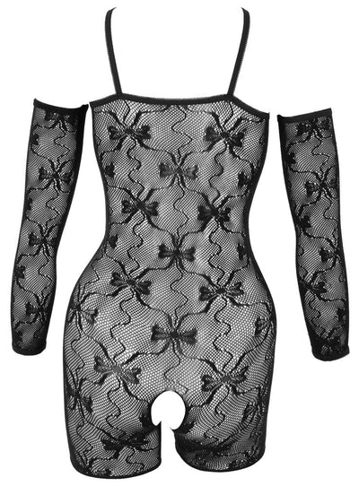 Fantasy by Cottelli Crotchless Cut-Out Catsuit with Arm Warmers - Loveangels