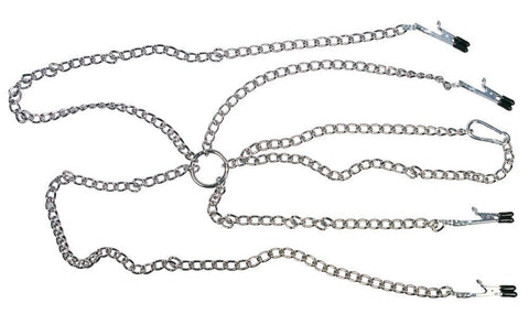 Fetish Collection Nipple and Clit Clamps Harness - Loveangels