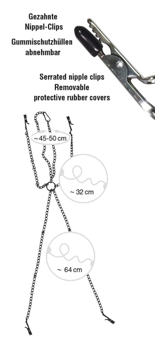 Fetish Collection Nipple and Clit Clamps Harness - Loveangels