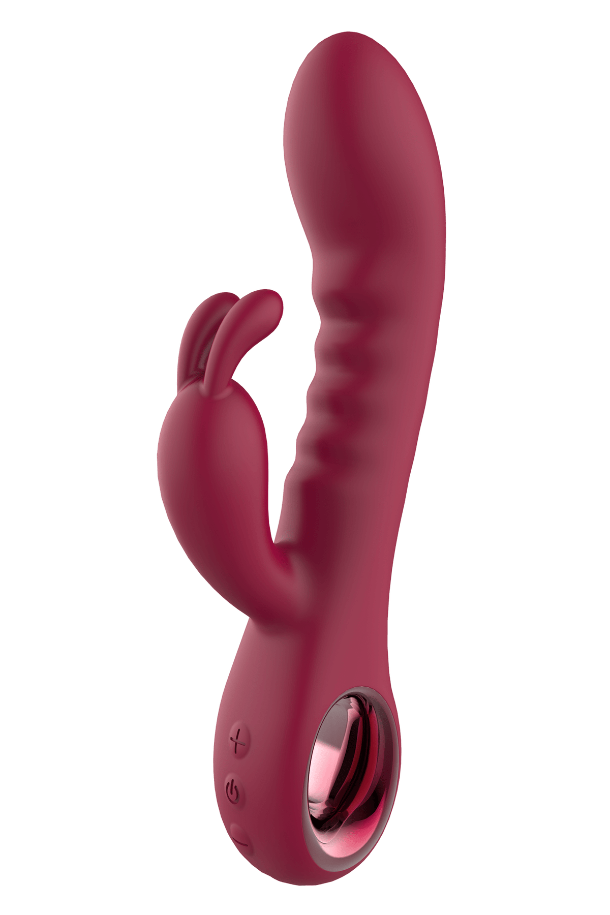 Glam Burgundy Rabbit Vibrator With Handle - Loveangels