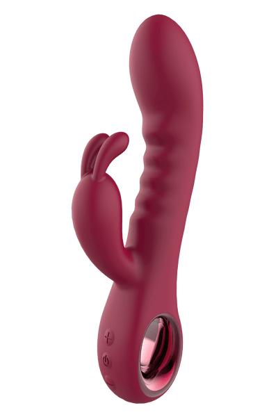 Glam Burgundy Rabbit Vibrator With Handle - Loveangels