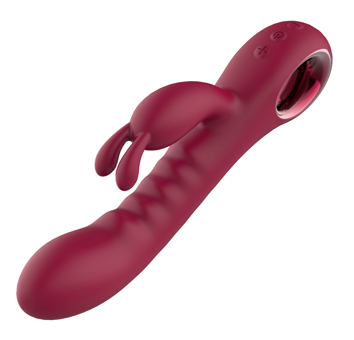 Glam Burgundy Rabbit Vibrator With Handle - Loveangels