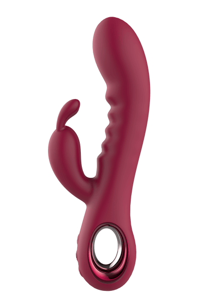Glam Burgundy Rabbit Vibrator With Handle - Loveangels