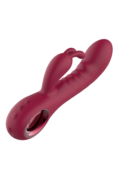 Glam Burgundy Rabbit Vibrator With Handle - Loveangels