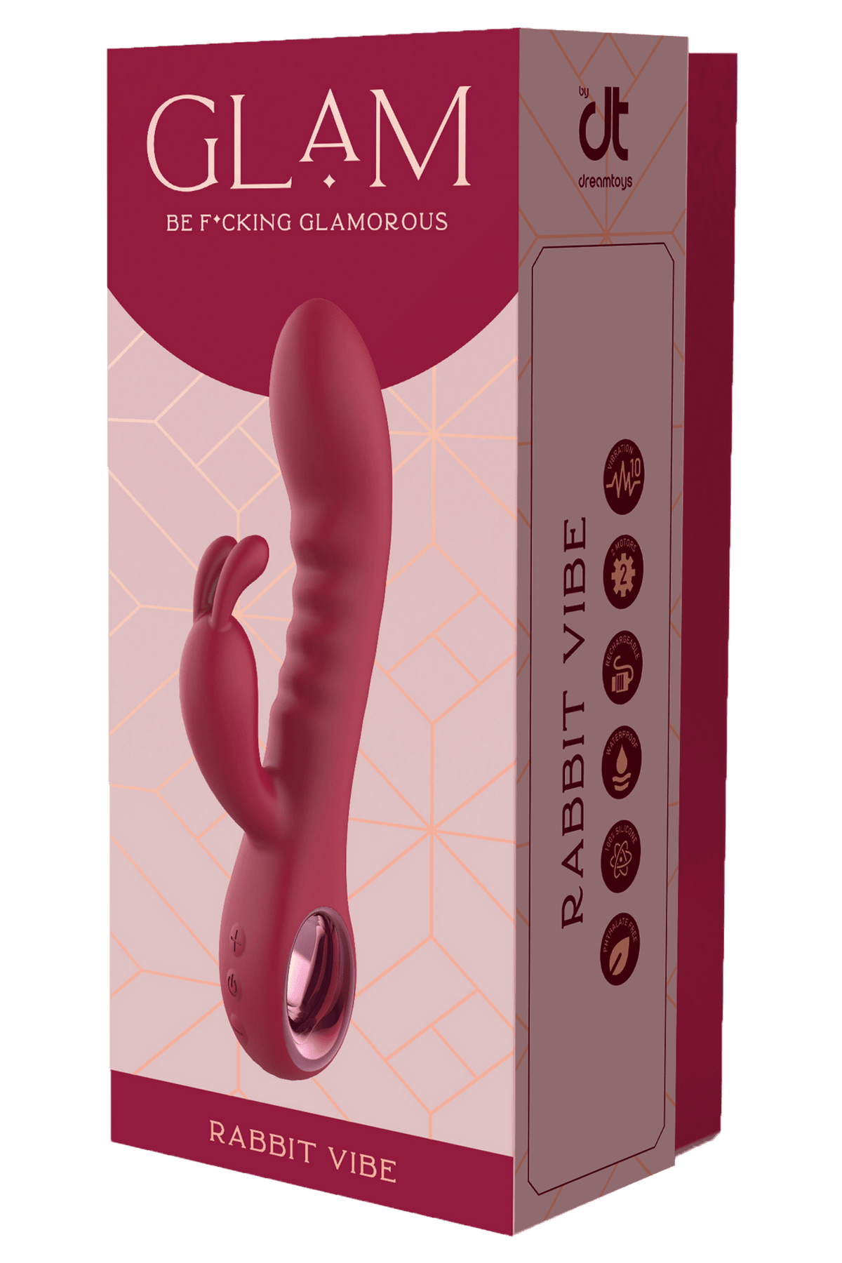 Glam Burgundy Rabbit Vibrator With Handle - Loveangels