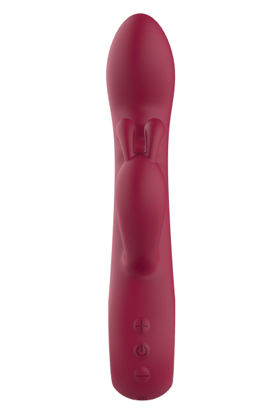 Glam Burgundy Rabbit Vibrator With Handle - Loveangels