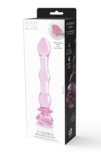 Glaze Glass Rosebud Beaded 8 Inch Dildo - Loveangels