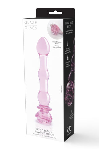 Glaze Glass Rosebud Beaded 8 Inch Dildo - Loveangels