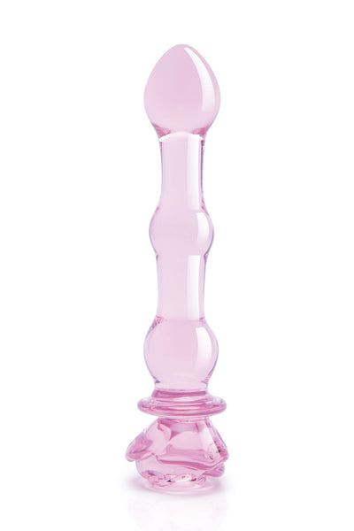 Glaze Glass Rosebud Beaded 8 Inch Dildo - Loveangels