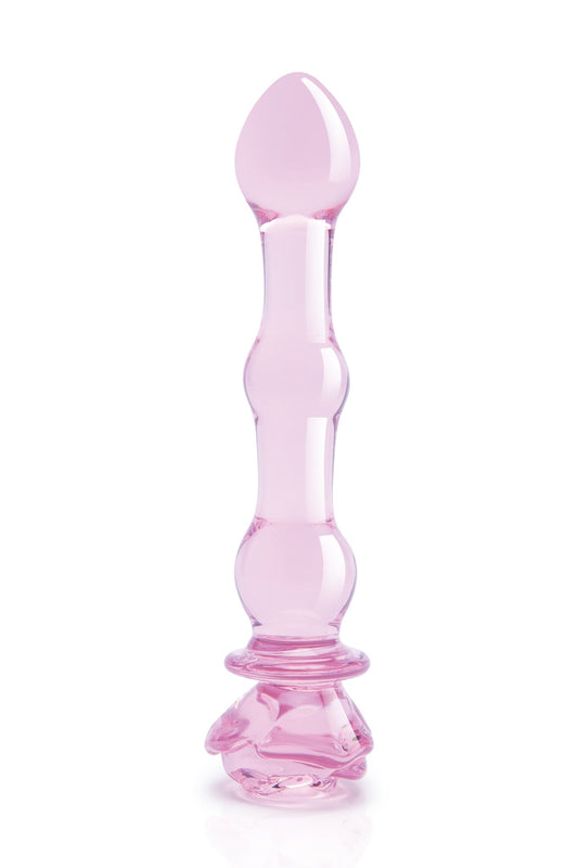 Glaze Glass Rosebud Beaded 8 Inch Dildo - Loveangels