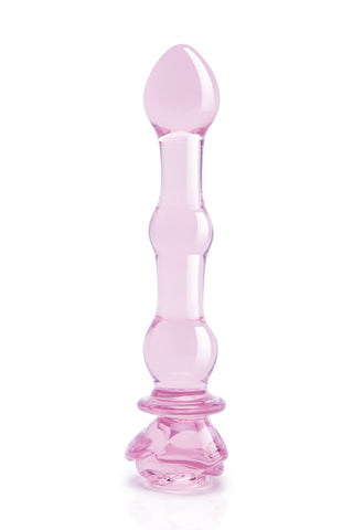 Glaze Glass Rosebud Beaded 8 Inch Dildo - Loveangels