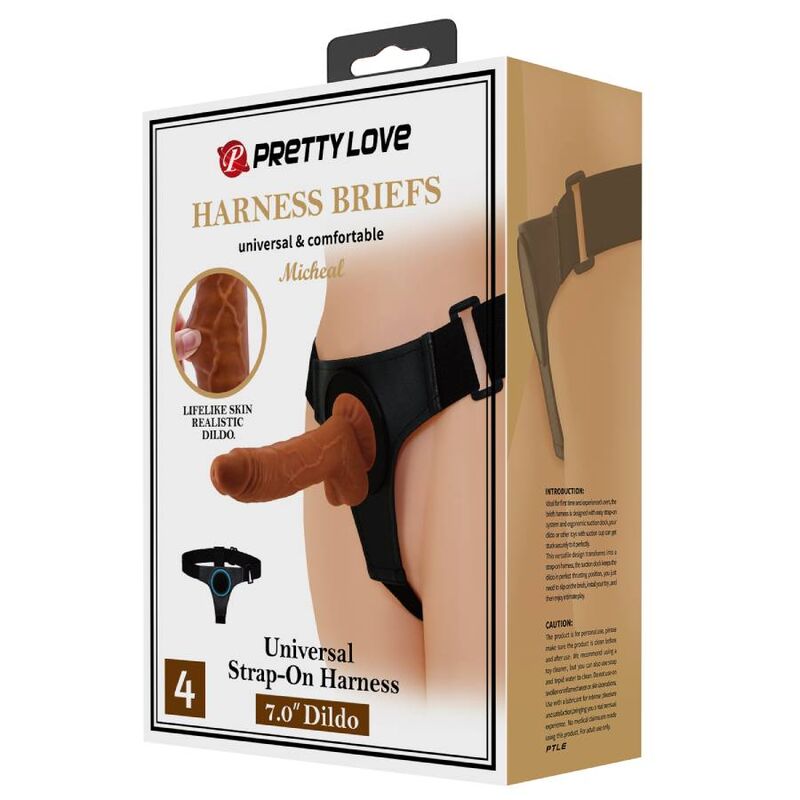 Pretty Love - Briefs with Universal Harness with Dildo Michael 7 Inches Black