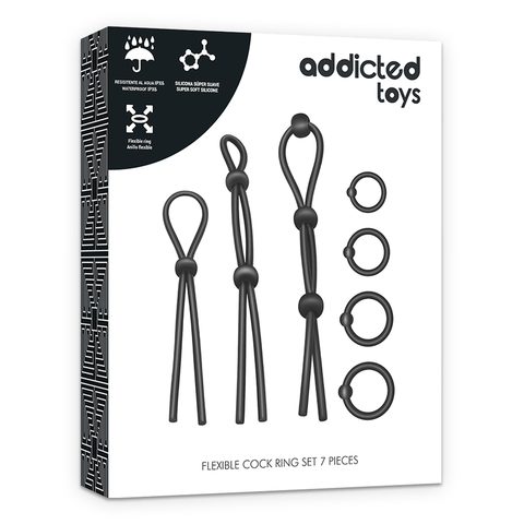 Addicted Toys Flexible Silicone Cock Ring Set 7 Pieces