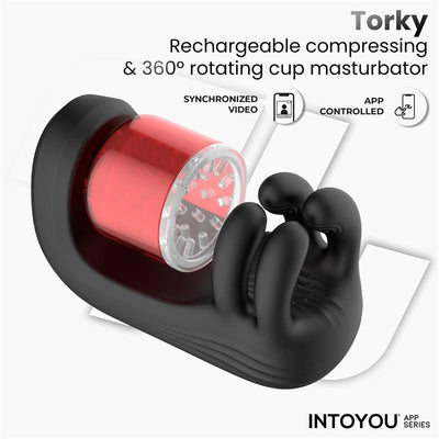 Into You App Series Torky Compressing Rotating Masturbator with App - Loveangels