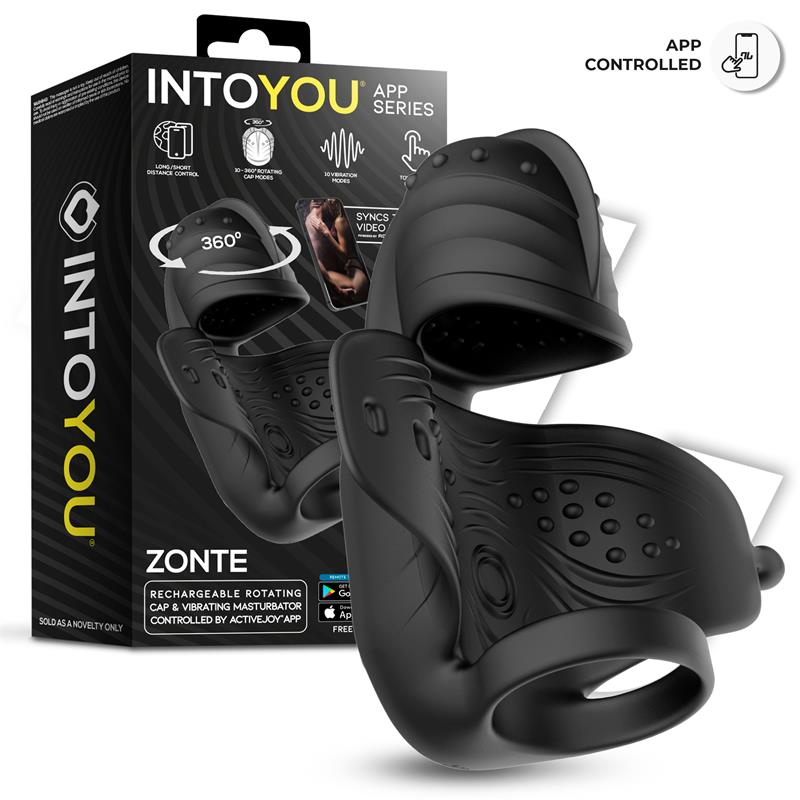 Into You App Series Zonte Rotating Cap Vibrating Masturbator with App - Loveangels