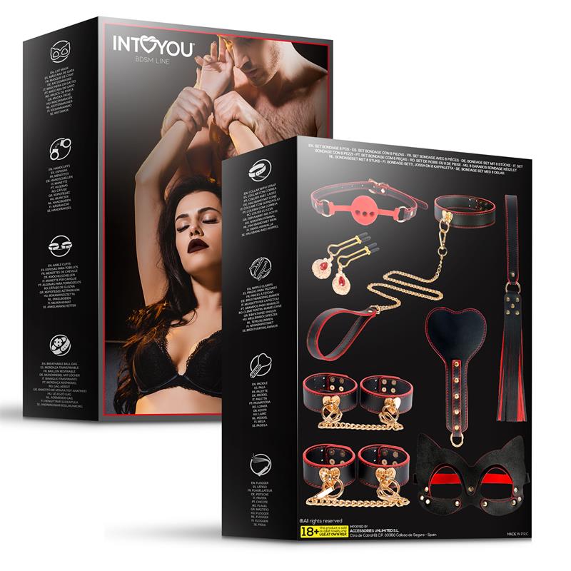 IntoYou 8pc Black And Red Bondage Set - Loveangels