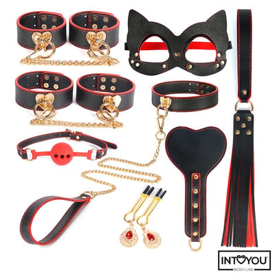 IntoYou 8pc Black And Red Bondage Set - Loveangels