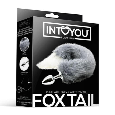 IntoYou Anal Plug With Grey And White Tail - Loveangels