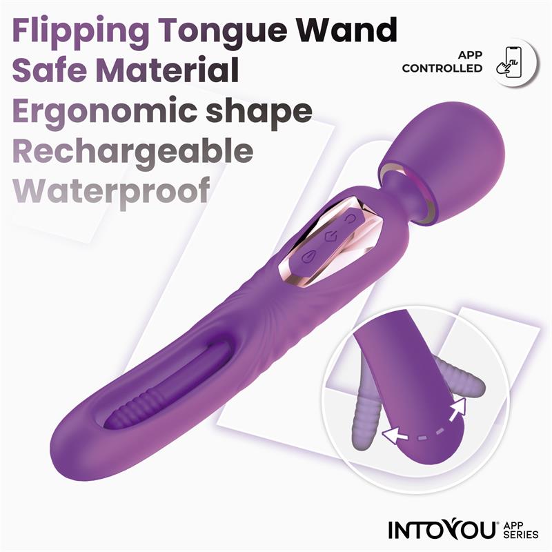 IntoYou App Series Salma Vibrating Dual Ended Wand With Flapping Tongue - Loveangels