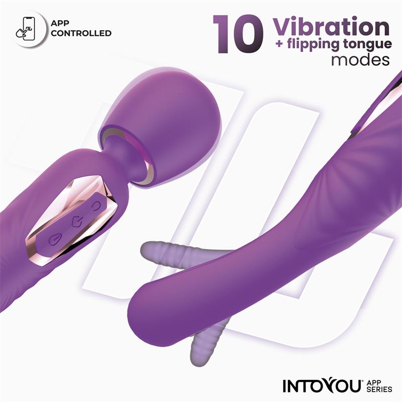 IntoYou App Series Salma Vibrating Dual Ended Wand With Flapping Tongue - Loveangels