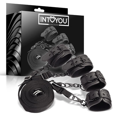 IntoYou Black Shadow Vegan Leather Bed Restraints - Loveangels