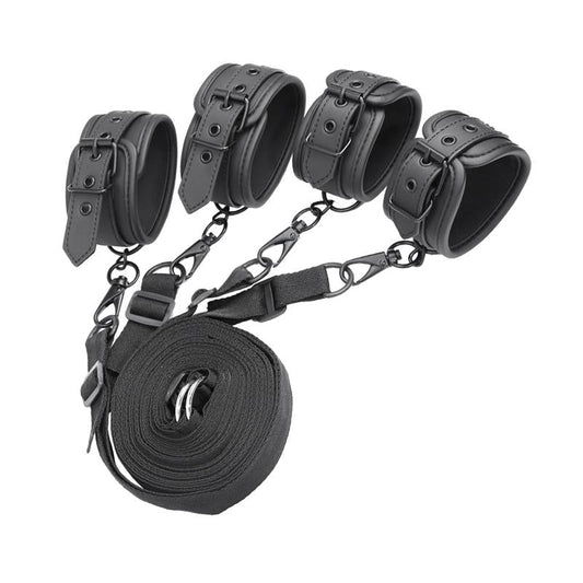 IntoYou Black Shadow Vegan Leather Bed Restraints - Loveangels