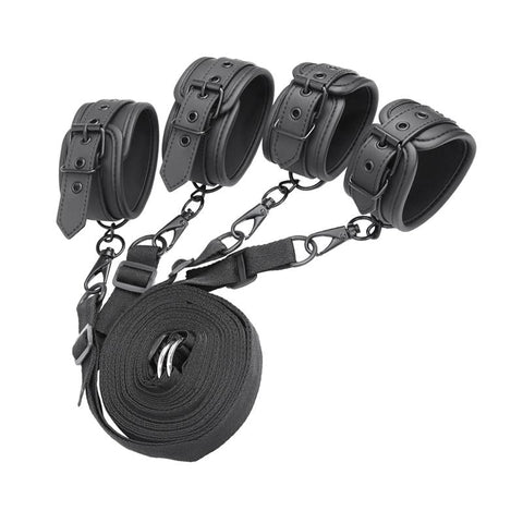IntoYou Black Shadow Vegan Leather Bed Restraints - Loveangels