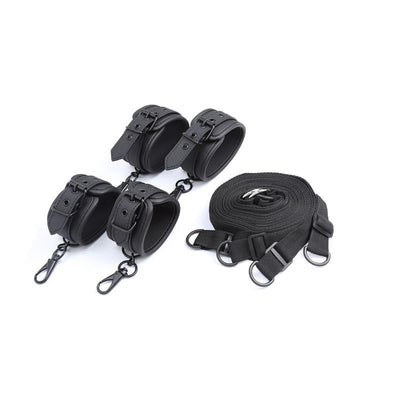 IntoYou Black Shadow Vegan Leather Bed Restraints - Loveangels