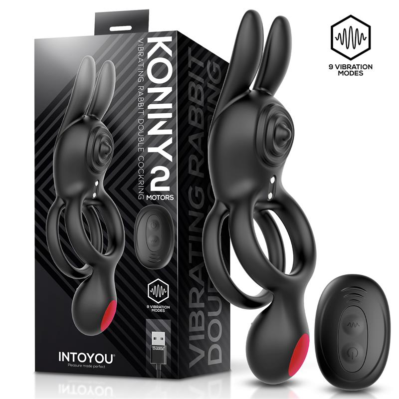 IntoYou Konny Vibrating Rabbit Double Ring With Remote - Loveangels