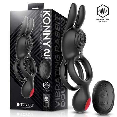 IntoYou Konny Vibrating Rabbit Double Ring With Remote - Loveangels