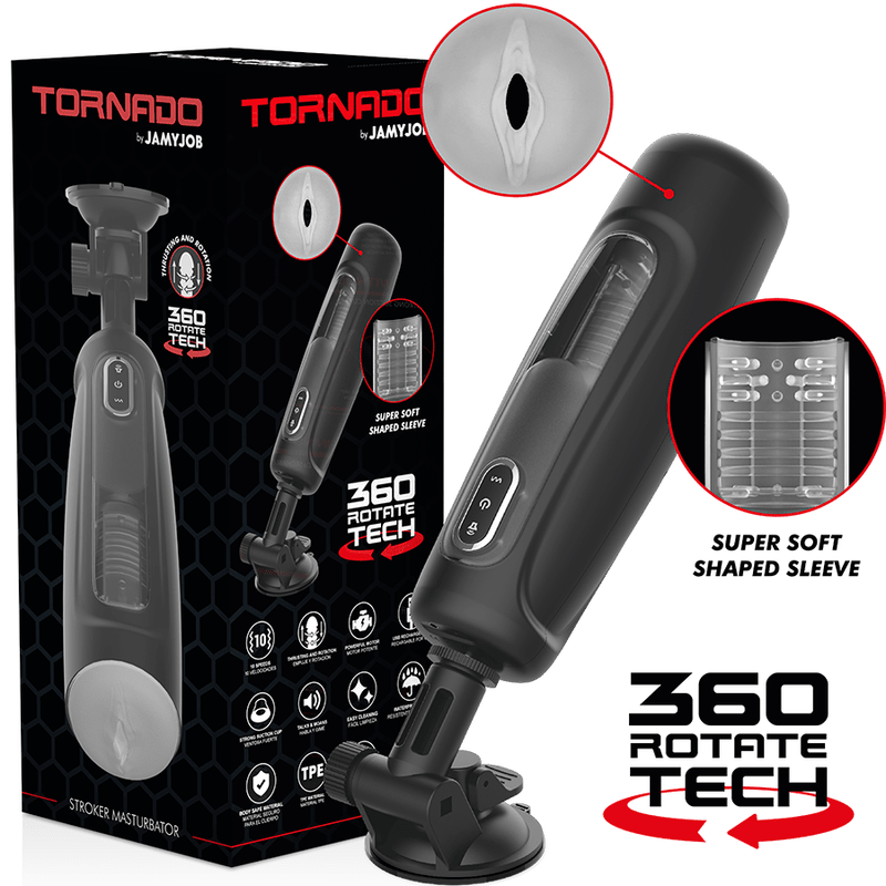 JamyJob Tornado Rotating and Vibrating Masturbator with Stand - Loveangels