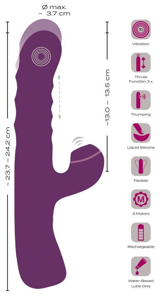 Javida 3 Function Vibrating, Thumping And Thrusting Rabbit - Loveangels