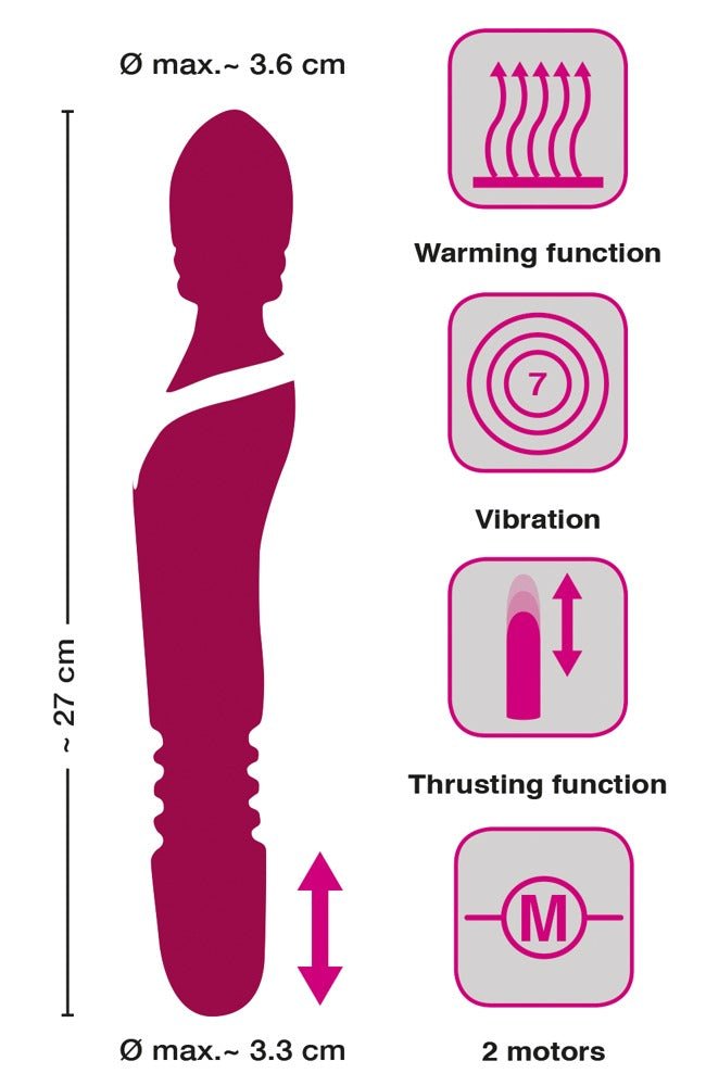Javida Dual Ended Thrusting Wand With Heat - Loveangels